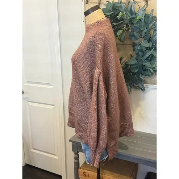 AVA + VIV Sparkle Sweater Puff Sleeve size 2X XXL Rust Orange Brown - Picture 3 of 7